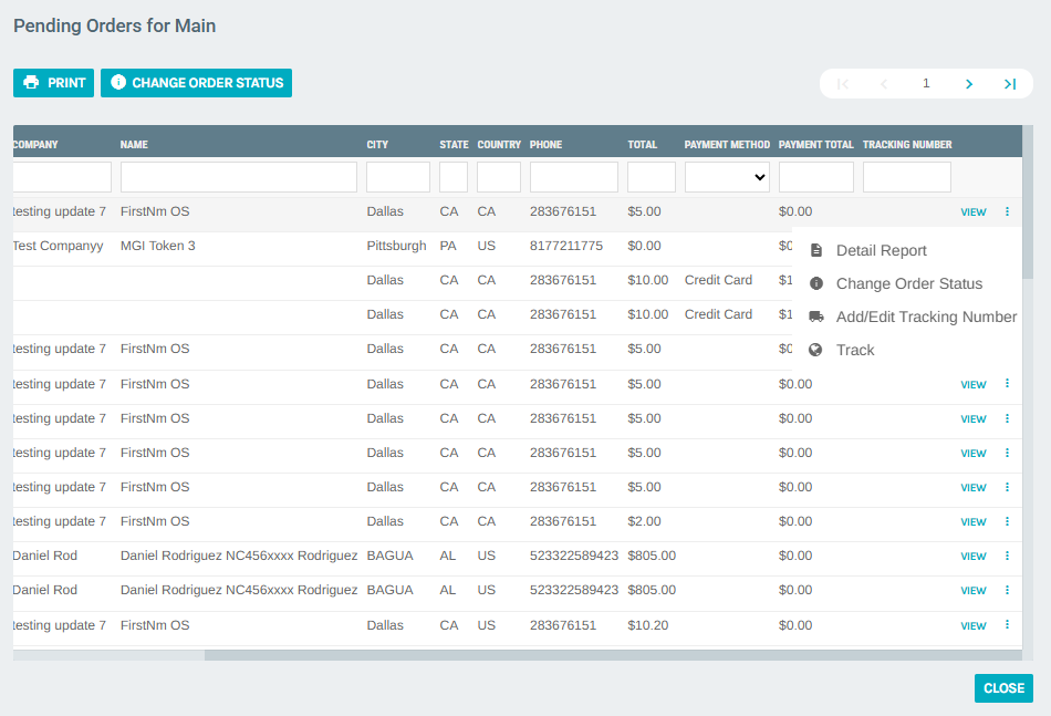 Invoice Context Menu