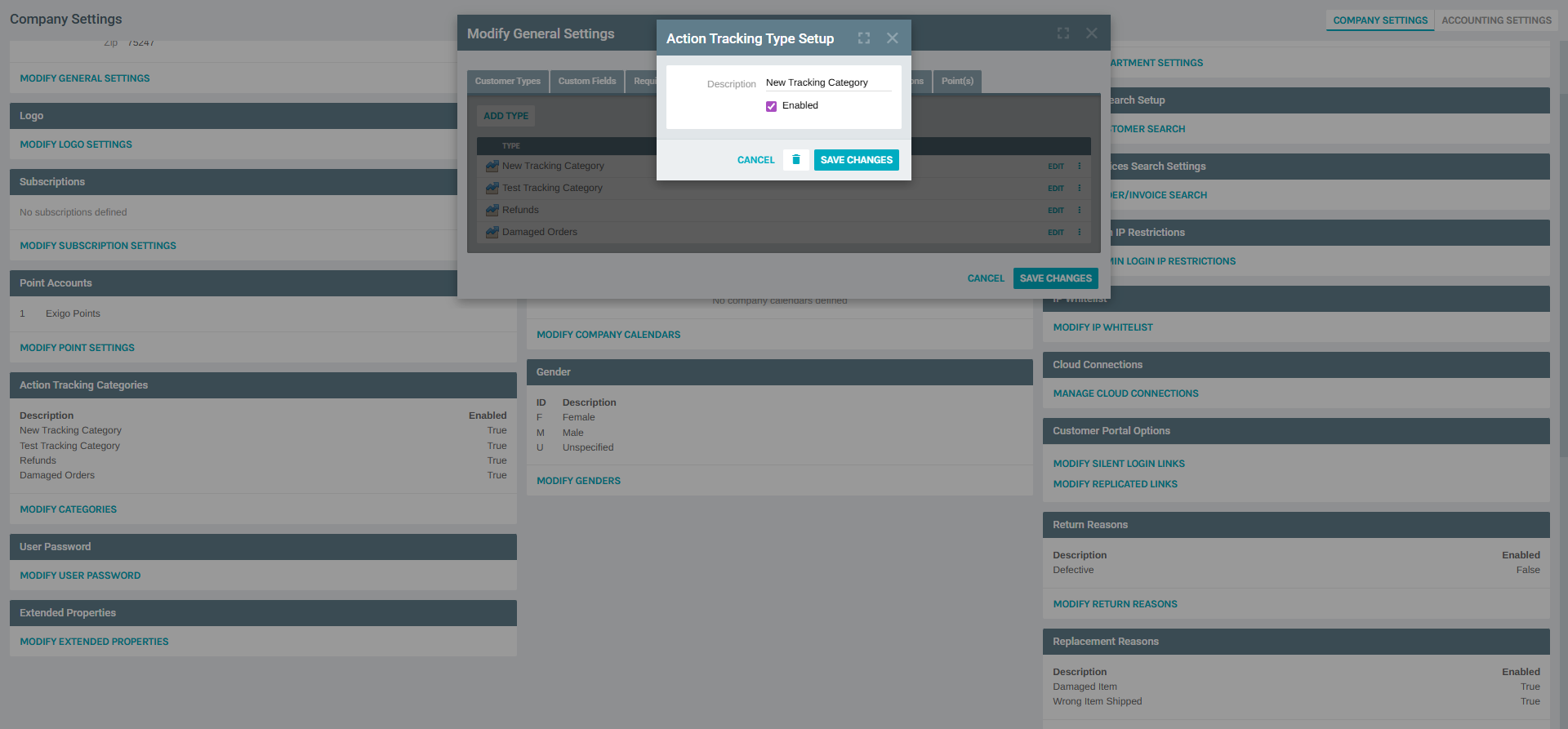Edit Action Tracking Type Dialog