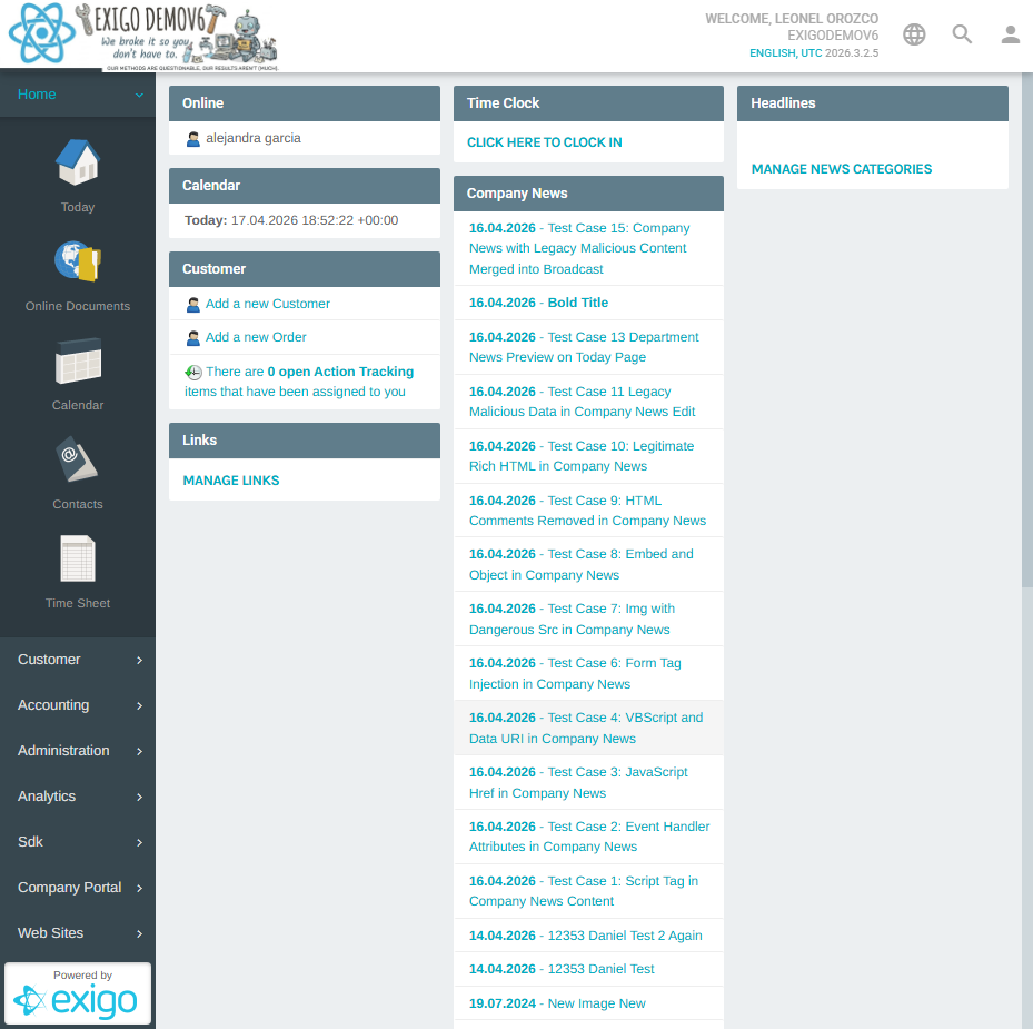 Exigo Admin Dashboard