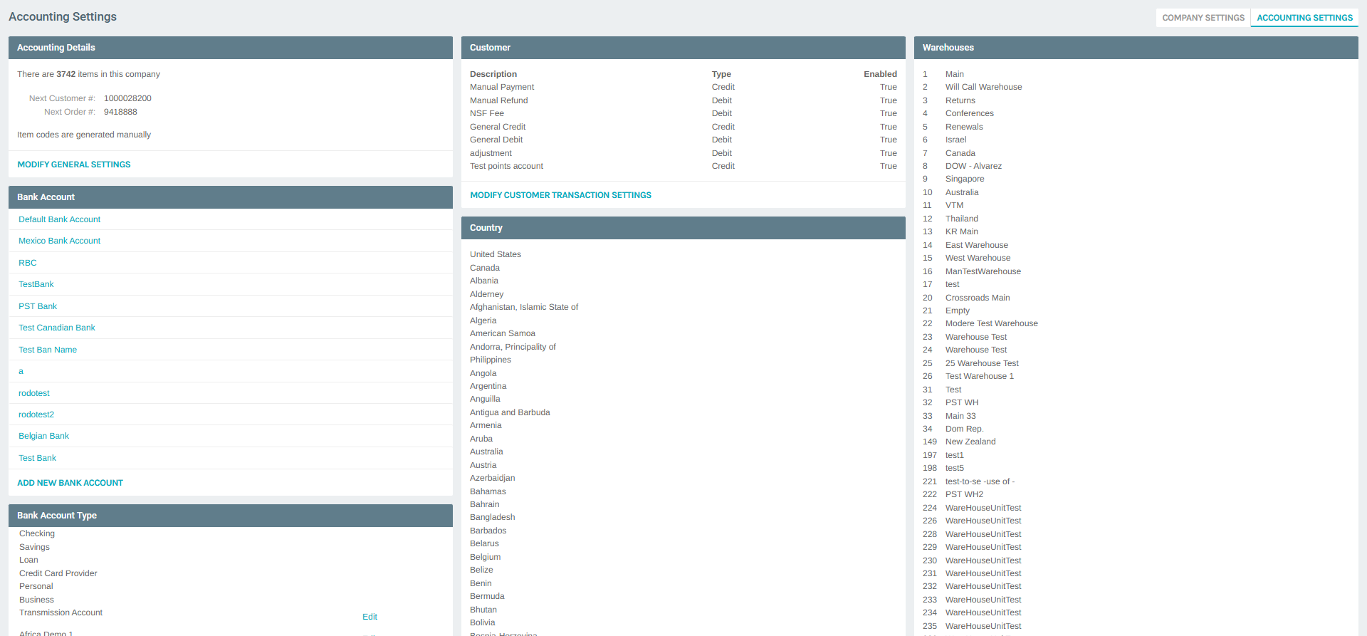 Accounting Settings Overview