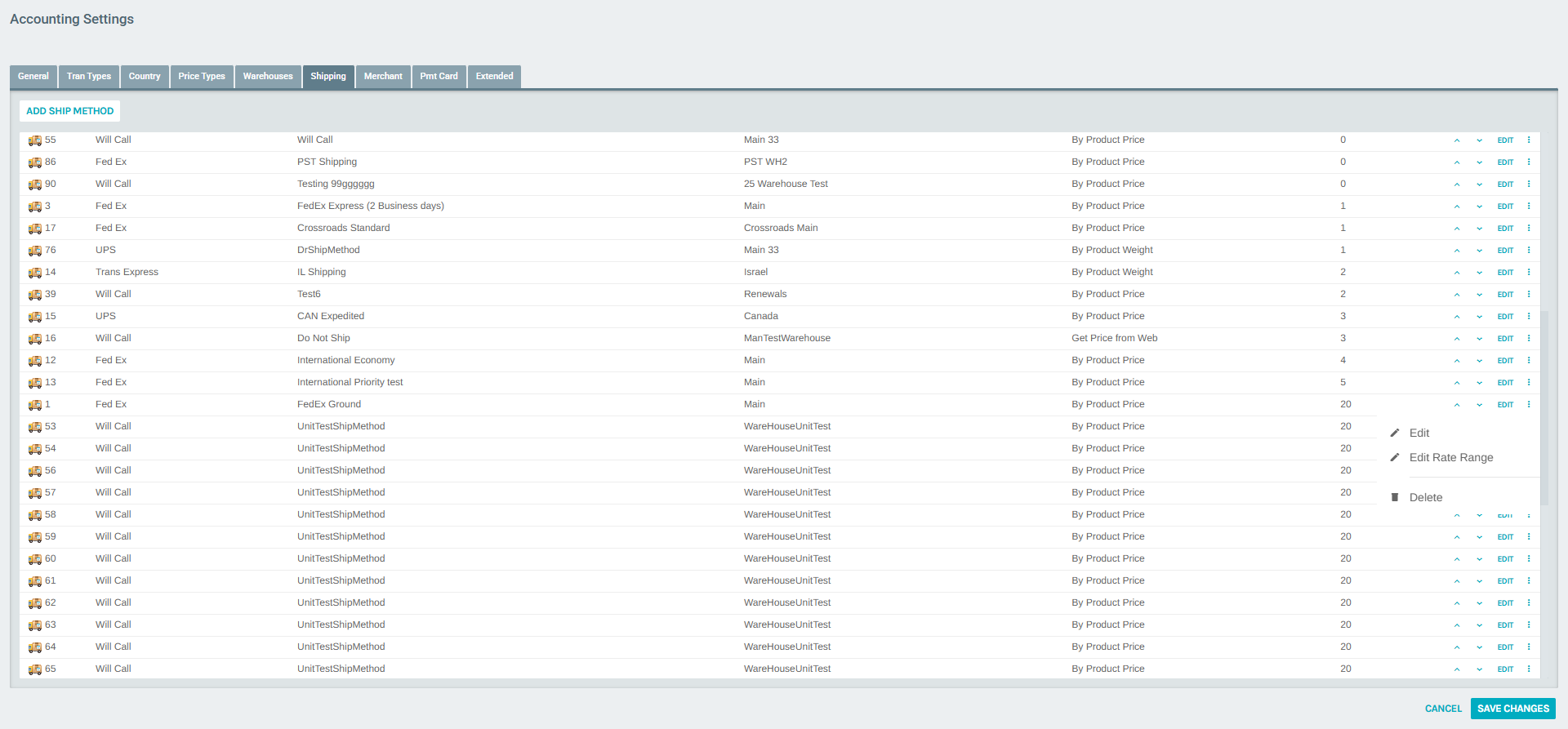 Row Actions Menu