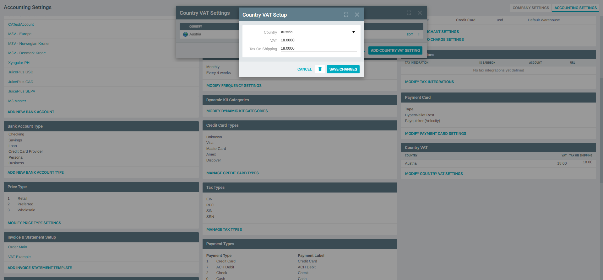 Country VAT Setup - Edit Dialog