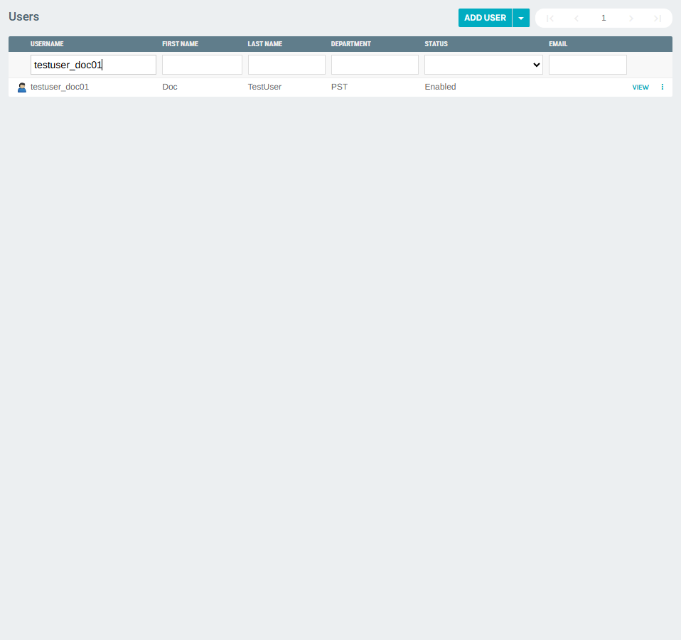 New user visible in the filtered list