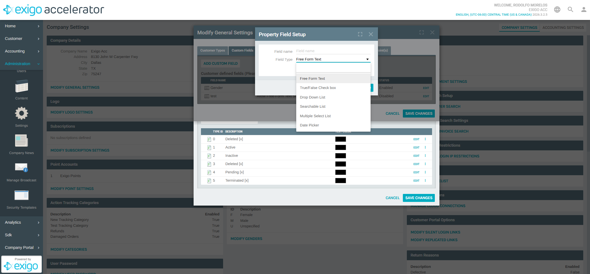 Field Type Dropdown