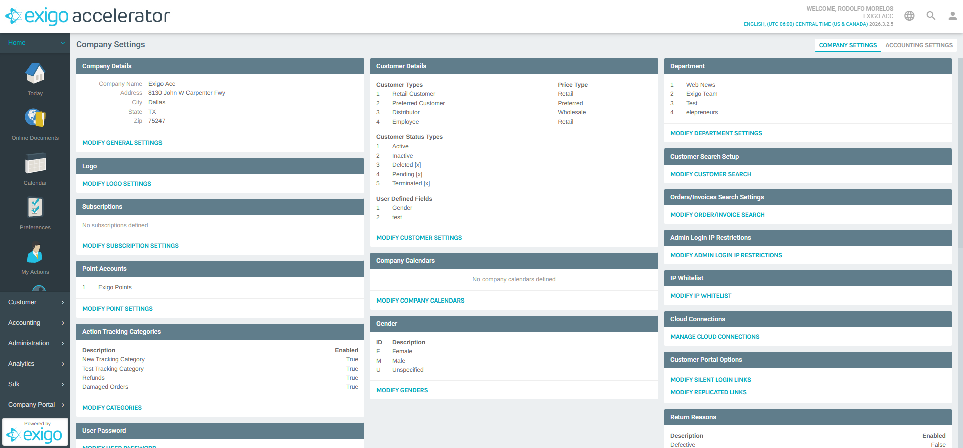 Gender Section on Settings Page