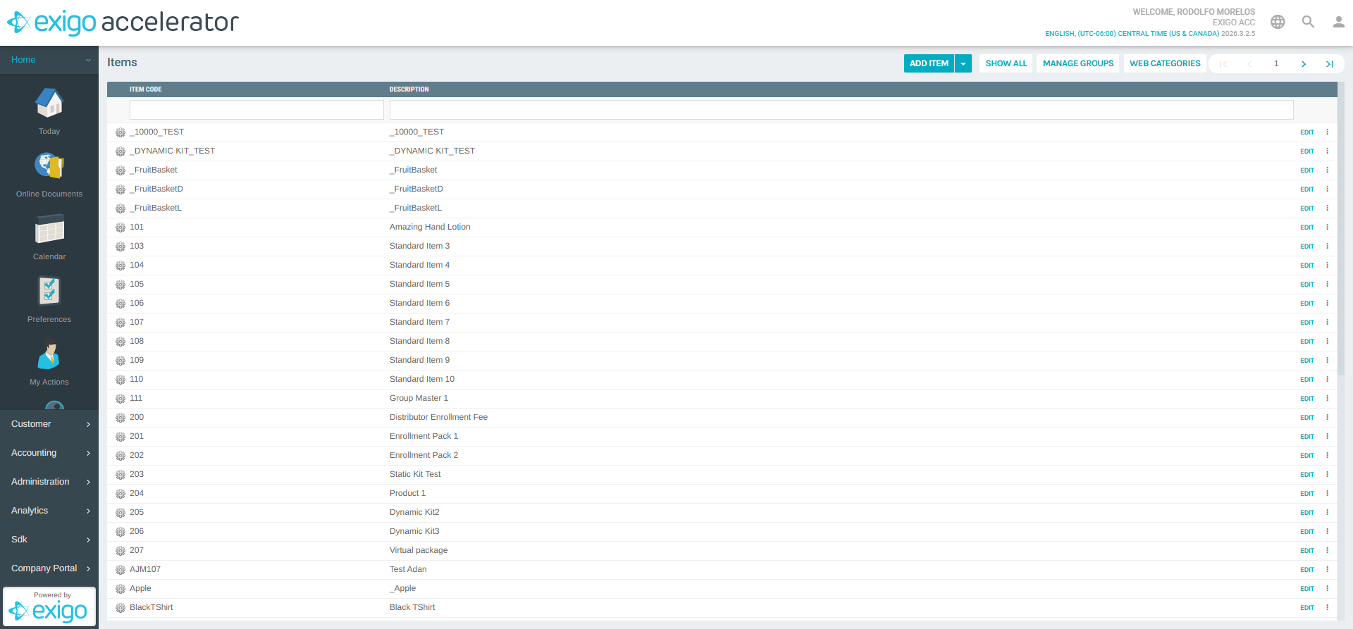 Items List Page