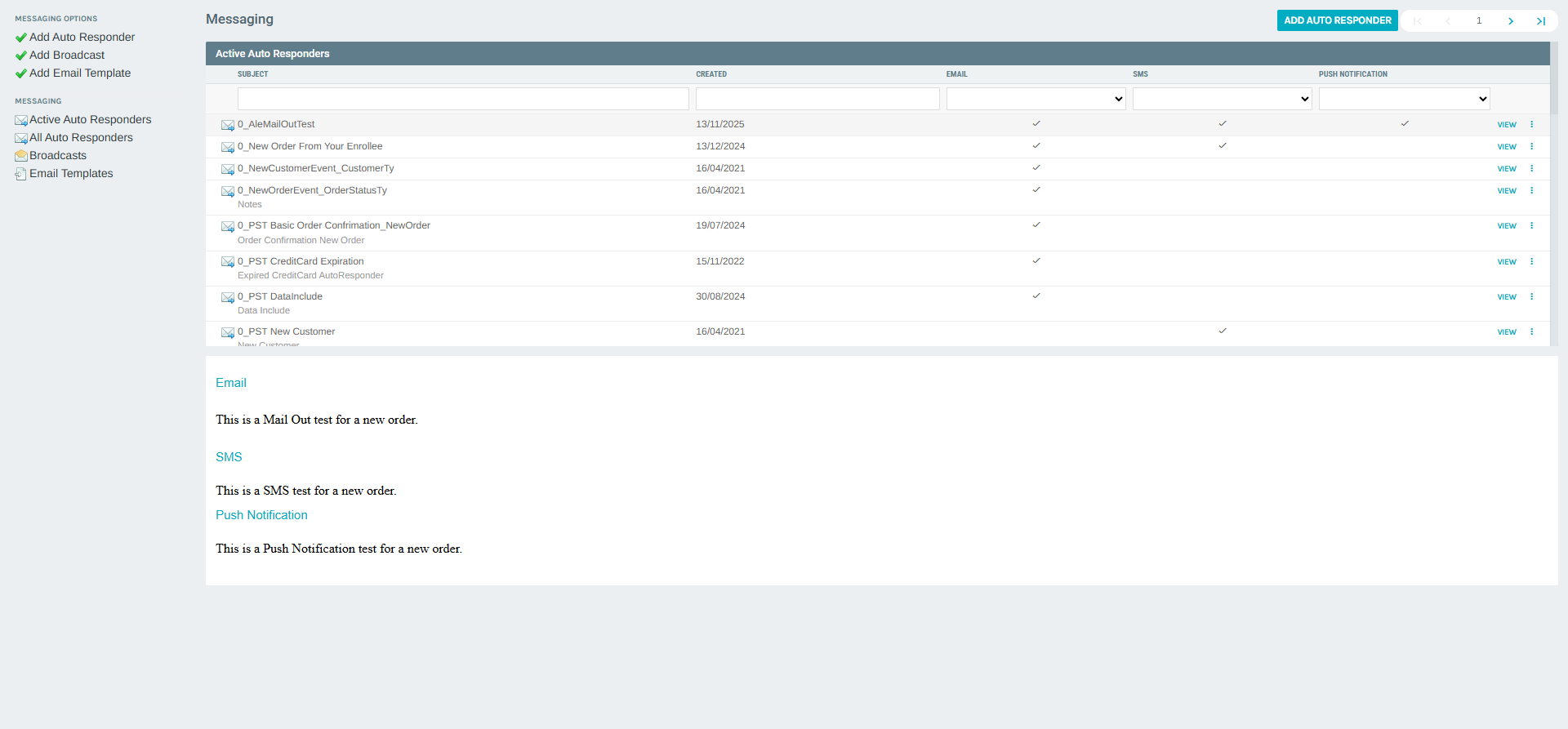 Auto Responder content preview