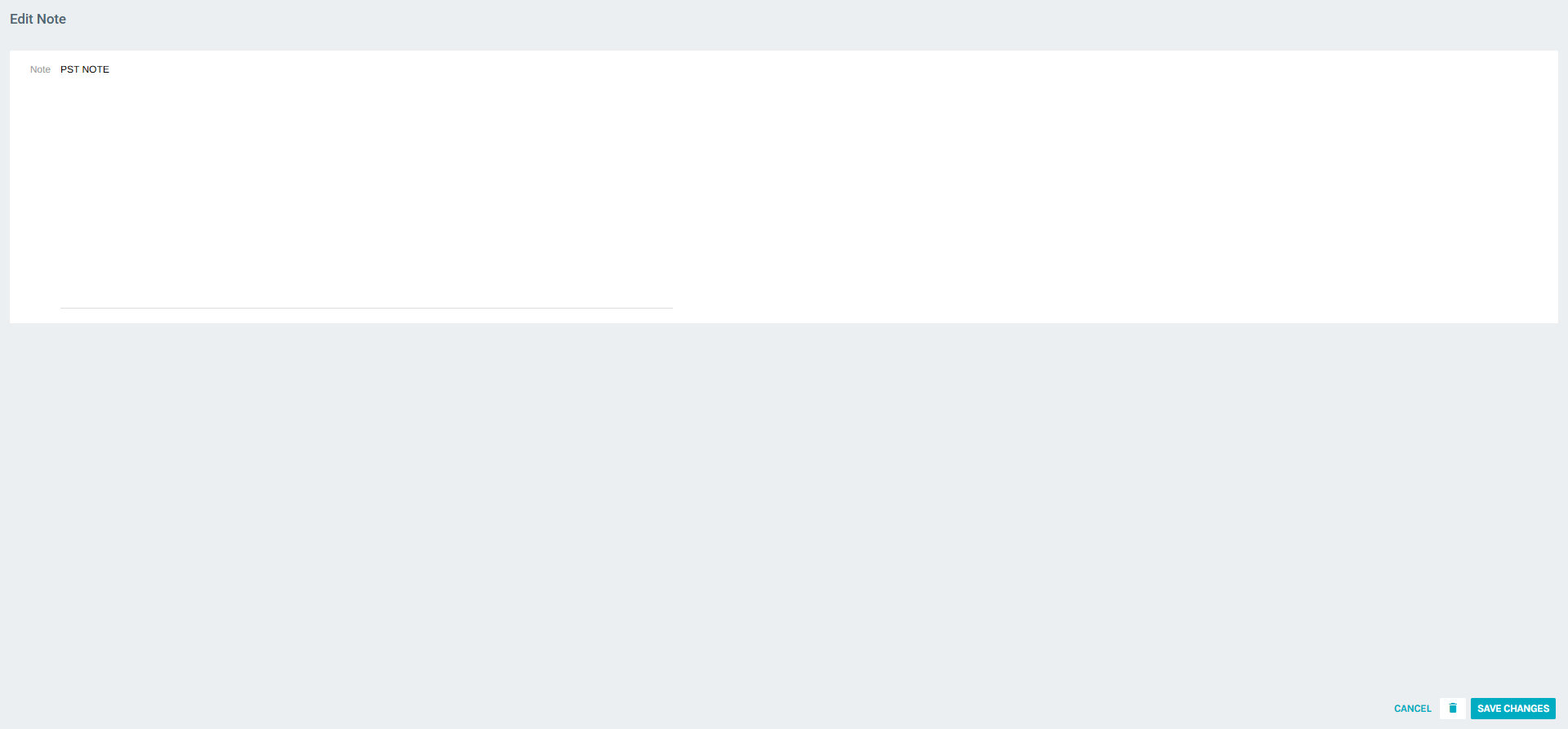 Edit Note form with pre-filled content