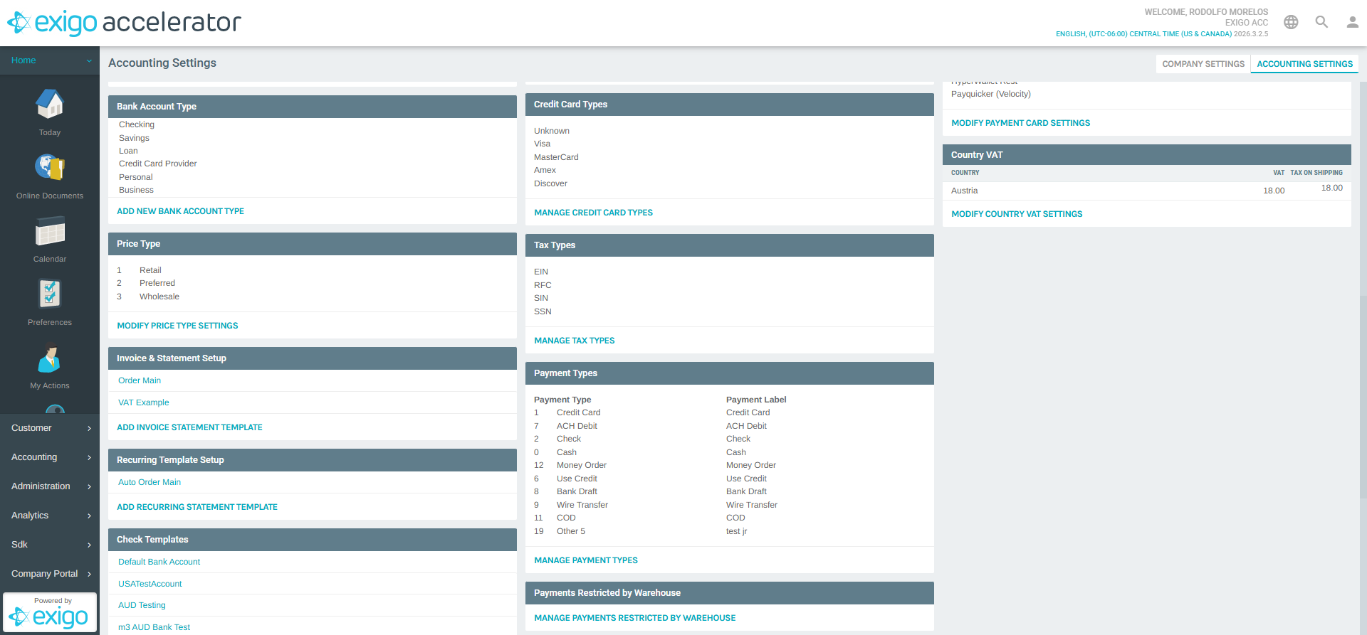 Accounting Settings - Invoice & Statement Setup Section
