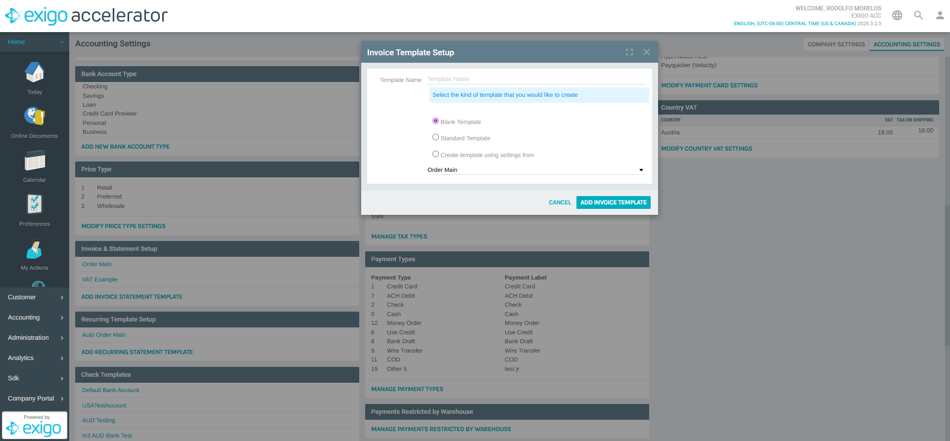 Add Invoice Template Dialog