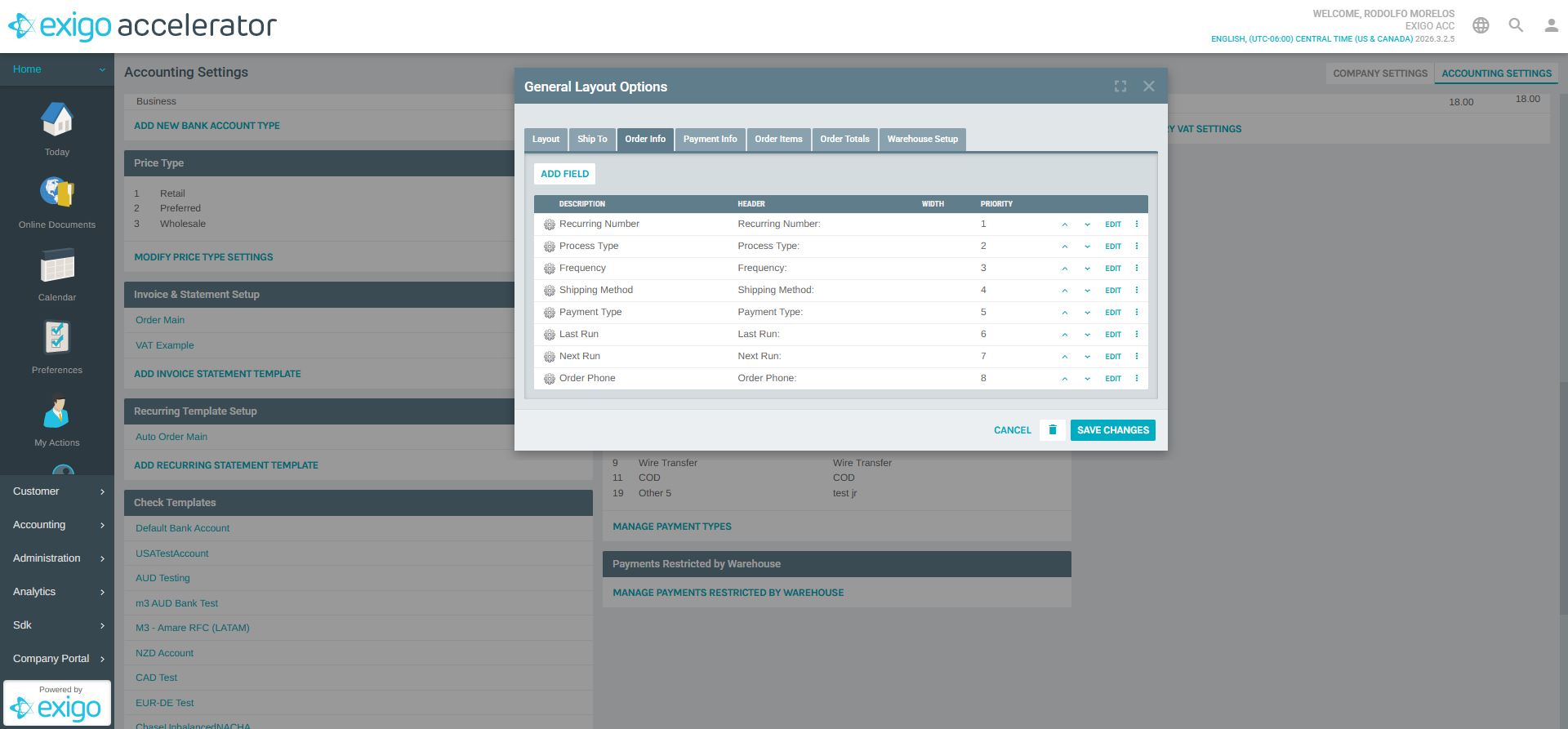 Auto Order Main - Order Info Tab
