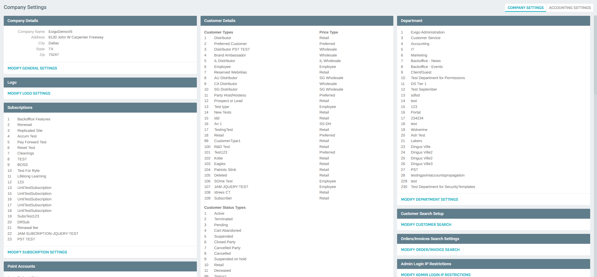 Settings Navigation