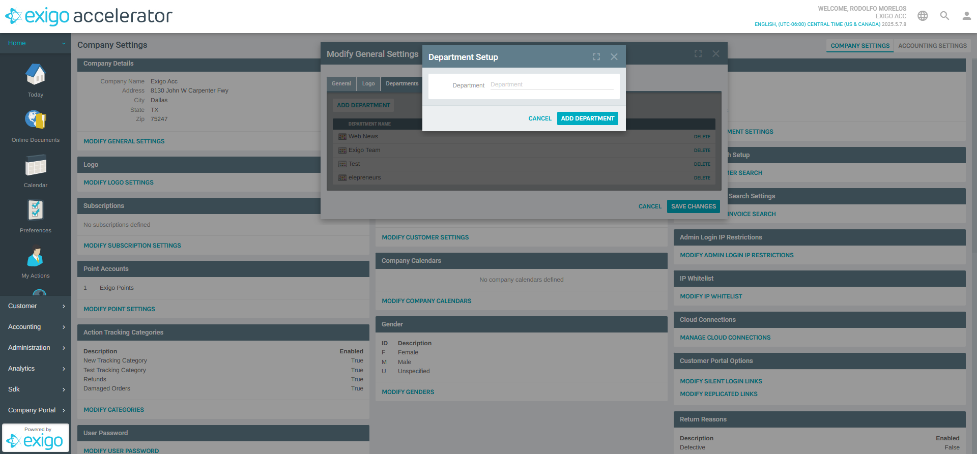 Add Department Dialog